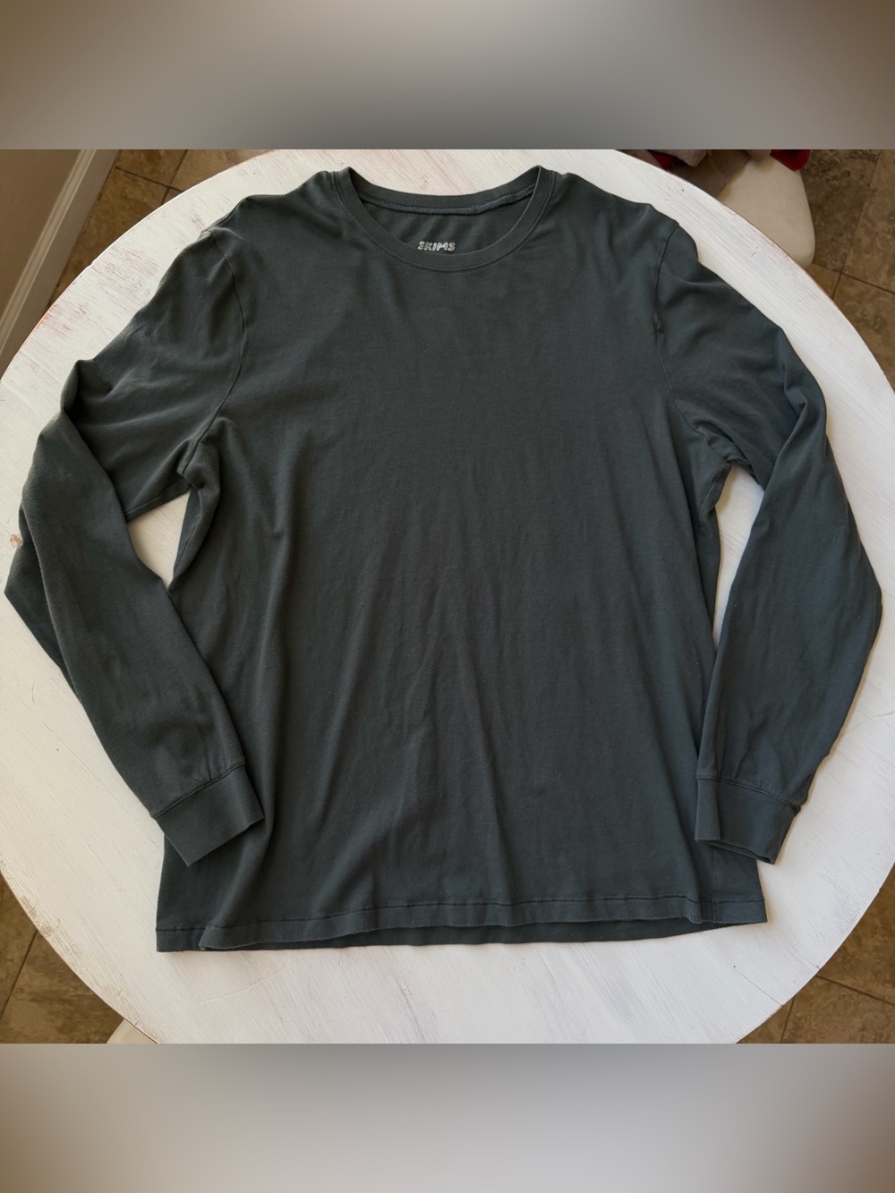 SKIMS Men's Long-Sleeve Crew Neck Shirt - Olive Green
